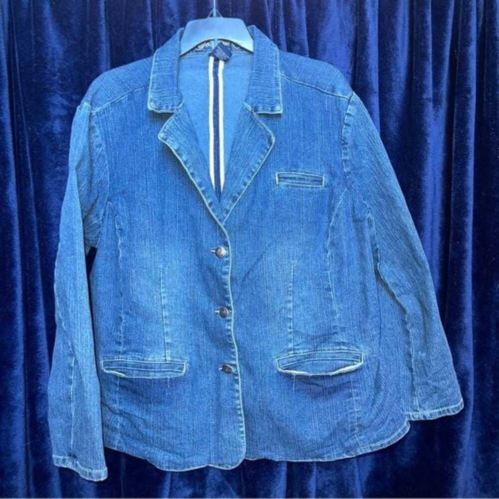 Goddess Y2K Classic Sparkle Denim Blue Jean Jacket Blazer 2000s Plus Size 3X